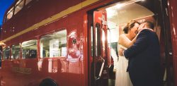 London Bus, guests travel, champagne for everyone, Love, the Ivy, Wedding breakfast with a difference